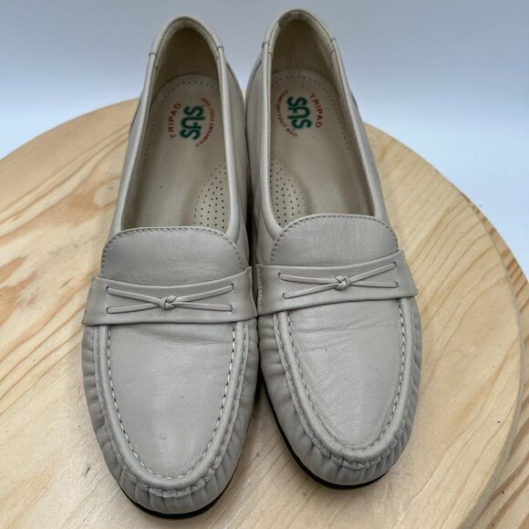 SAS Leather Loafers Womens 9 Beige Cream Slip On Tripad Comfort Shoe Made in USA - Picture 5 of 8